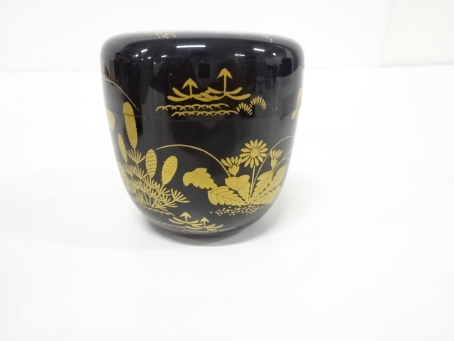  蒔絵師　友斎造　漆塗り蒔絵　了々斎好　棗セット